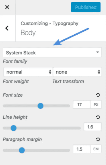 GeneratePress makes it easy to switch to a system font stack