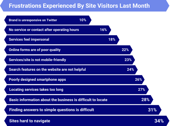 Biggest visitor complaints about a website