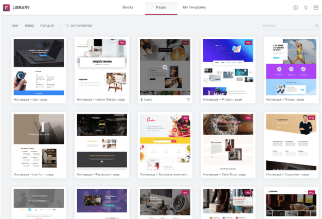 Elementor Library with Pages and Blocks