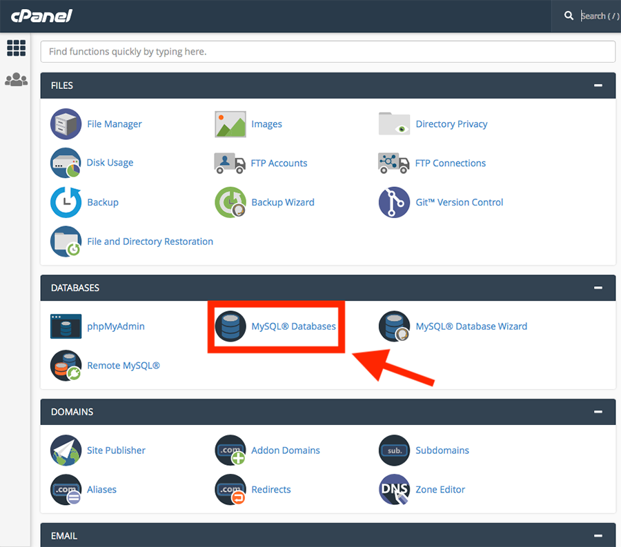 Cpanel databases and mysql