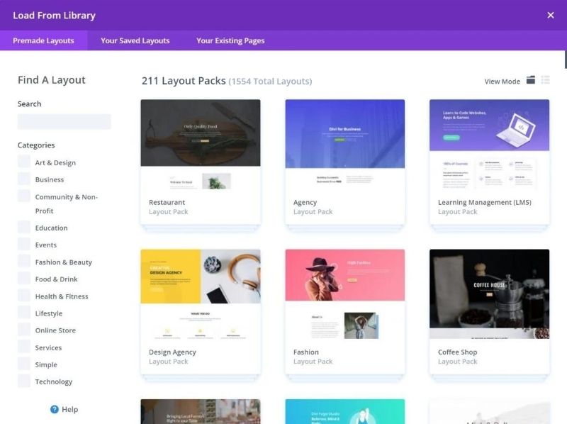 Divi Layouts Templates Library Screenshot